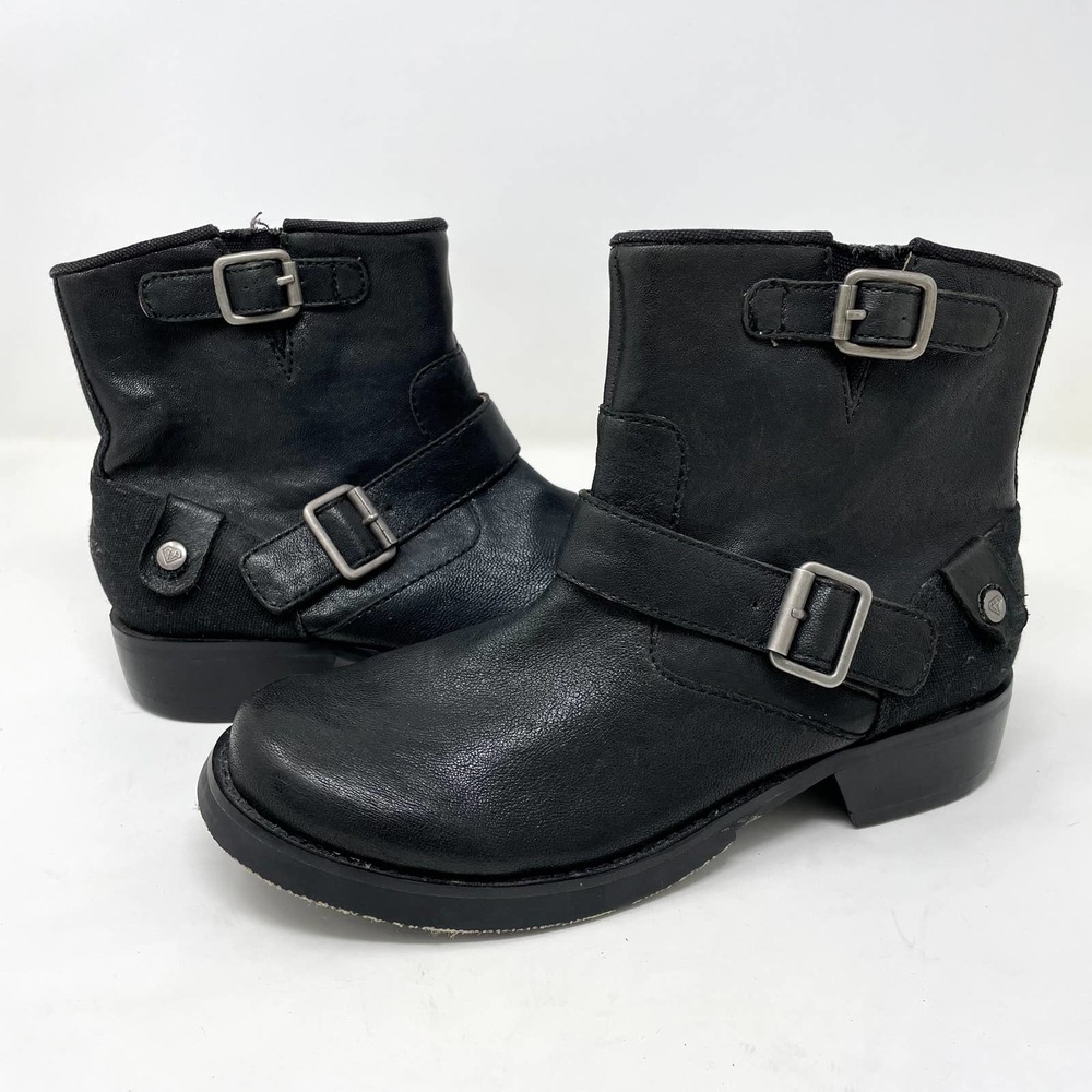Retro London Underground Short Biker Boot size 6.5 Black Leather Moto